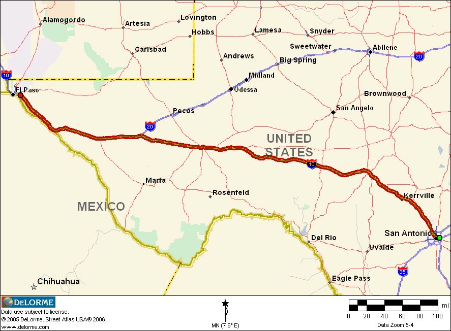 El Paso To Houston Map United States Map